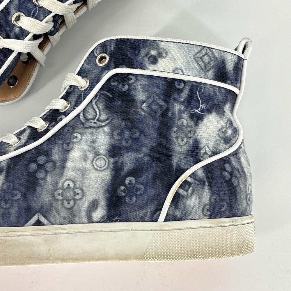 Christian Louboutin Louis Orlato High Top Sneakers Jeans Punk Tie Dye Size 40.5 - Picture 12 of 16
